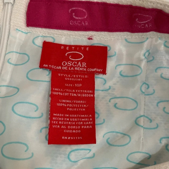Óscar de la Renta turquoise & white floral pleated lined skirt 10P - Picture 3 of 4